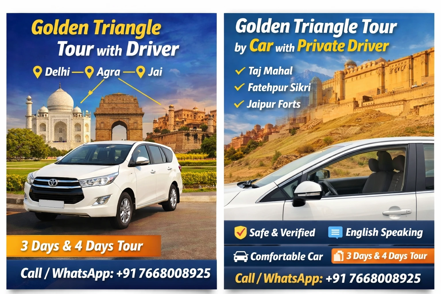  Golden Triangle Tour with Private Driver – Delhi Agra Jaipur