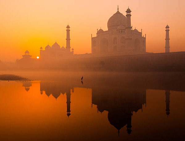 Sunrise over the Taj Mahal in Agra, Northwest India